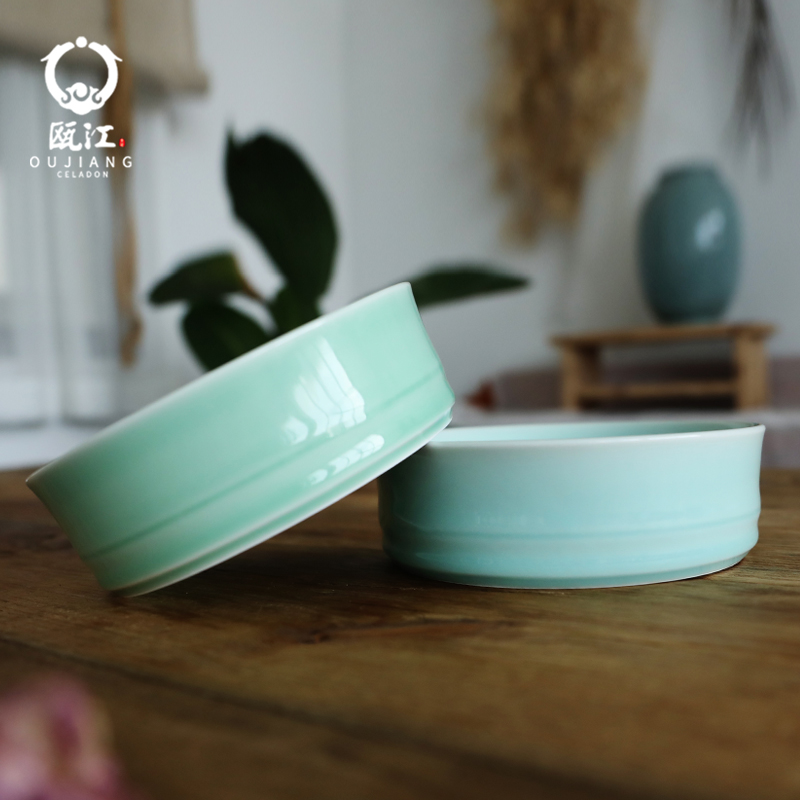 Oujiang longquan celadon fish dish 12 inches long ceramic disc Chinese snack plate home straight expressions using salad bowl of soup bowl