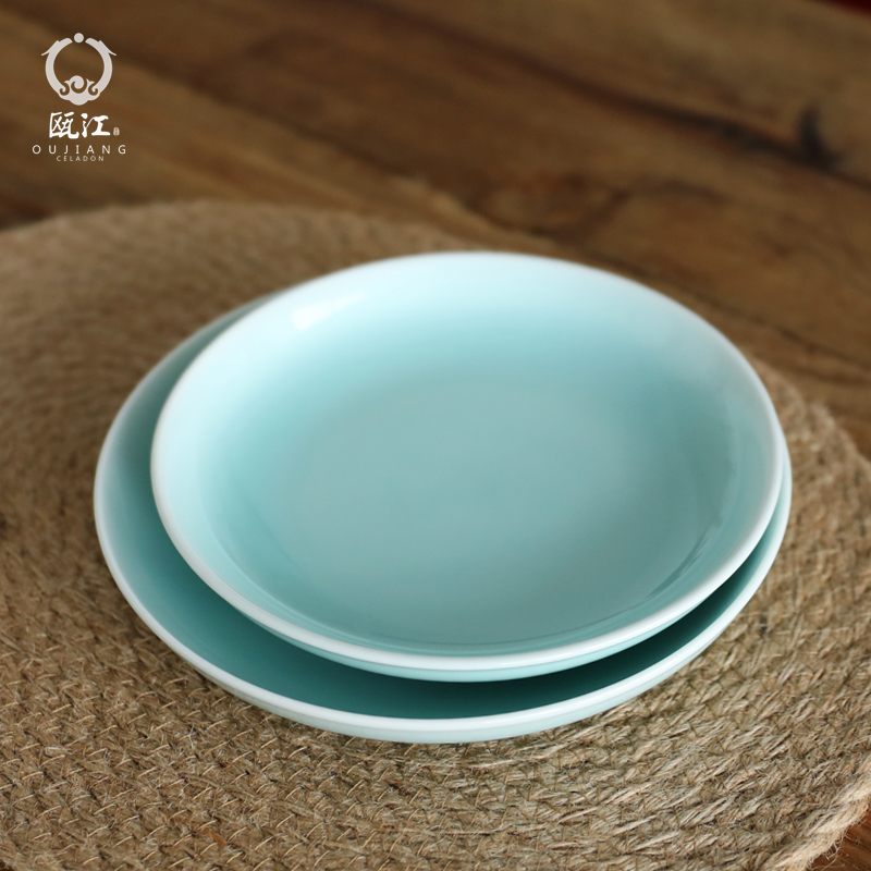 Oujiang longquan celadon dish dish dish ceramic soup plate moon deep fashion steak plate plate