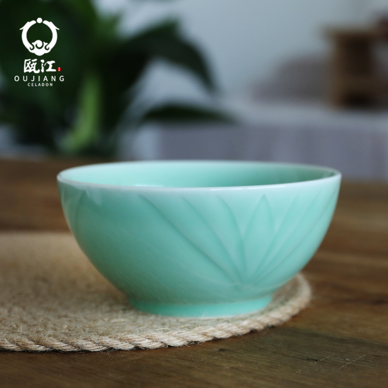 Oujiang longquan celadon pull rainbow such as use of household ceramic bowl Chinese large bowl mercifully rainbow such use salad bowl bowl