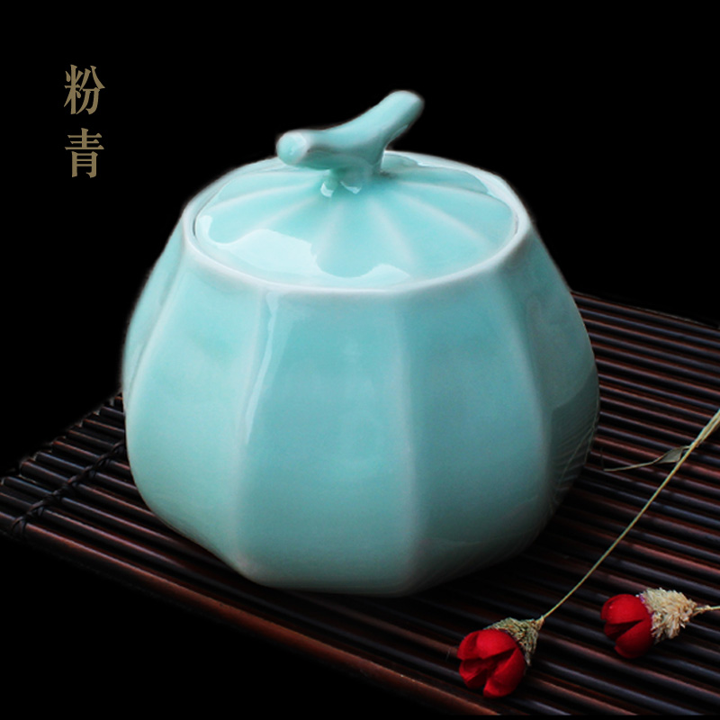 Oujiang longquan celadon caddy fixings general household fine porcelain storage tanks creative pumpkin jar furnishing articles gifts
