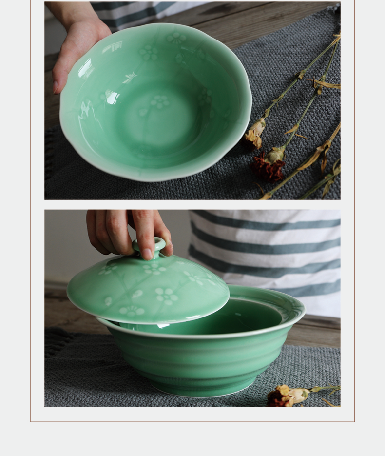 Oujiang spring scenery garden celadon longquan celadon tableware suit Chinese style household dishes teaspoons of composite ceramic gift boxes