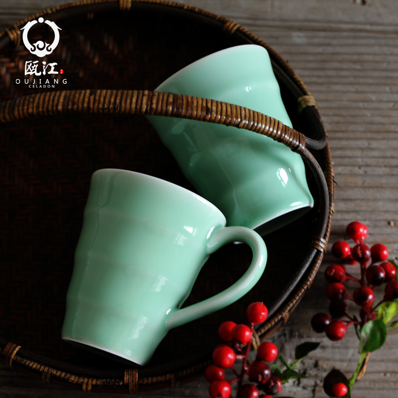 Ms oujiang longquan celadon creative and fresh fruit juice milk cup ceramic tea cup glass cup with water