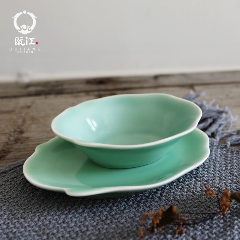 Flocculant oujiang longquan celadon, small table creative ceramic bowl bowl/dish dish dish of pelvis ipads plate clearance