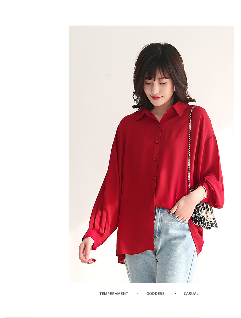 2019 phụ nữ mới mùa hè và mùa thu áo sơ mi trắng voan nữ dài tay lỏng lẻo Hàn Quốc áo sơ mi tay áo - Áo sơ mi mẫu áo sơ mi nữ tay dài