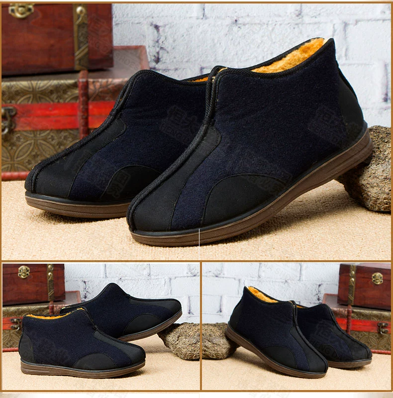 Giày vải Bắc Kinh mùa đông nam giầy cotton cũ giầy cotton cao cổ chống trượt giúp người trung niên ủng vải thường giày nam giày nam lacoste