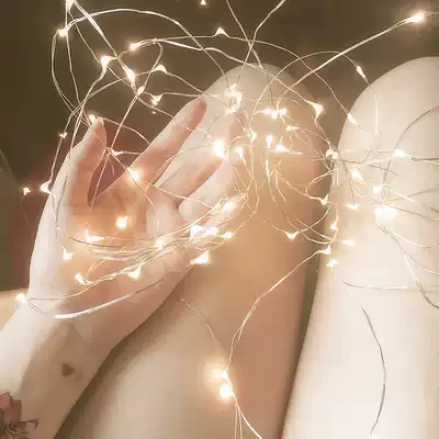 Small lantern gift box LED light with light Copper wire light string plug-in waterproof 3-color decorative button battery