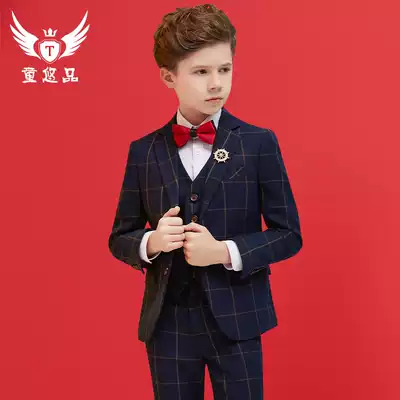 Children's suit suit Boy flower girl dress Piano performance suit Big boy British plaid children's suit jacket