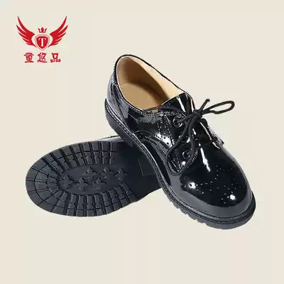 Children's youpin boys shoes leather shoes 2020 new children's shoes shiny patent leather lace-up children's dress leather shoes performance shoes