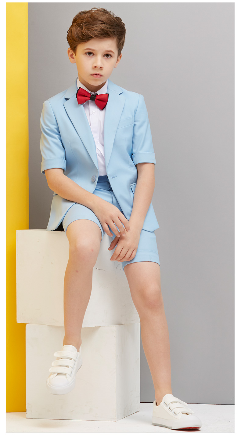 Chàng trai ăn mặc mùa hè vest phù hợp với Hàn Quốc phiên bản của sàn catwalk trang phục trong cậu bé lớn hoa cô gái ăn mặc nam trẻ em nhỏ phù hợp với shop quần áo trẻ em