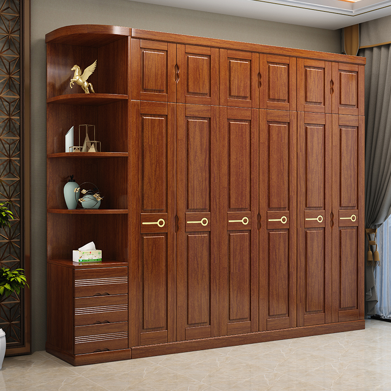 Hupeach Wood Solid Wood Wardrobe New Chinese Home Bedroom Storage Containing Economy Type Log Corner Cabinet Big Closet