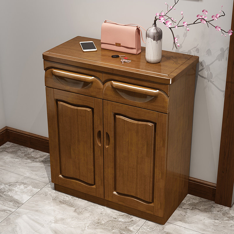 Solid wood shoe cabinet large capacity Chinese style in door storage open cabinet 2 3 doors wood modern door hall cabinet furniture