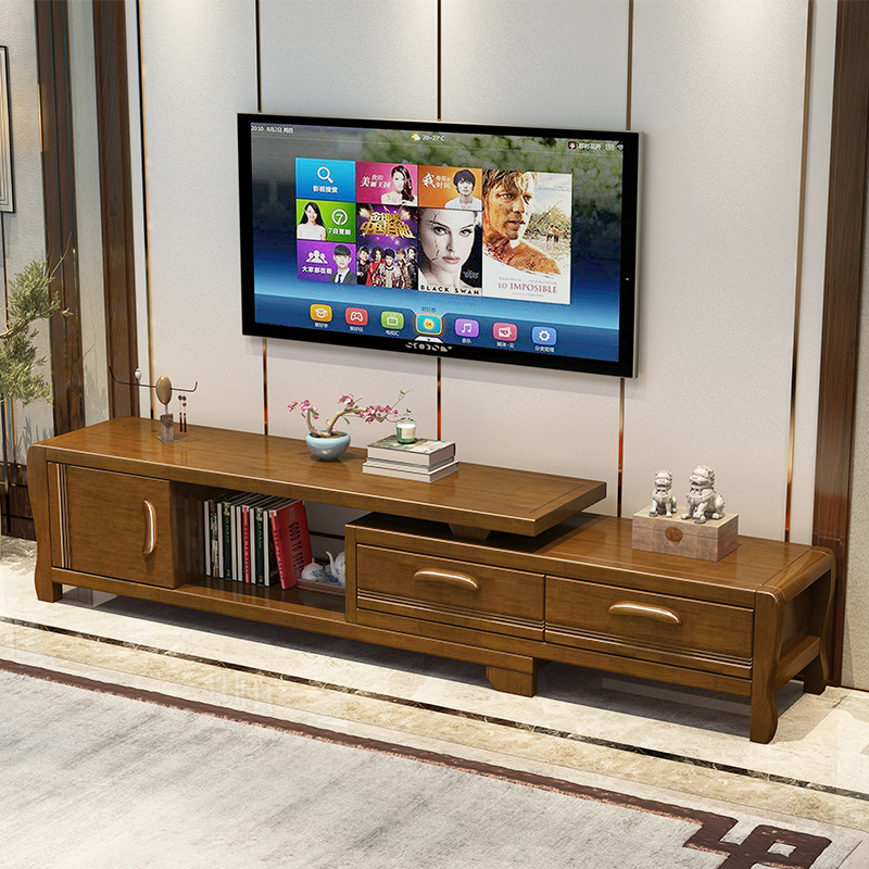 Chinese style solid wood TV cabinet Living room New Chinese style modern minimalist Terrace Large Terrace Number Multifunctional Containing Cabinet