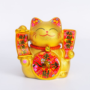 【送铃铛围脖】金色招财猫储存罐