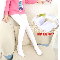 Autumn and winter childrens velvet thickened 800D childrens socks Adult white pantyhose childrens dance socks