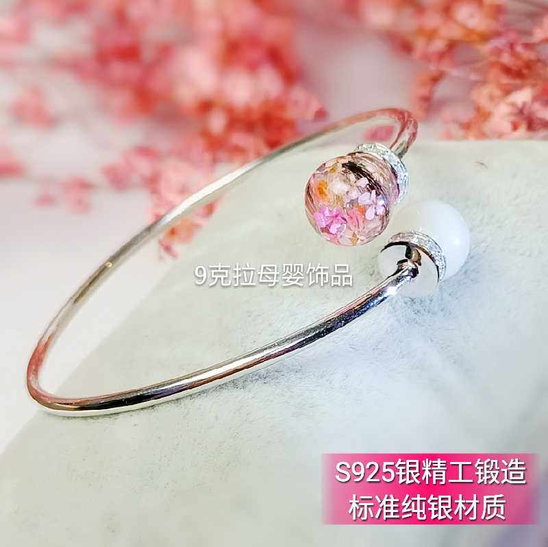 Baby fetal hair souvenir bracelet Fetal serve diy homemade breast milk Sterling silver bracelet year-old permanent gift collection