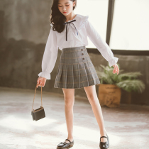 Girls Half Dress 2022 New Spring and Autumn Dress College Wind Short Dress Korean Gas Set
