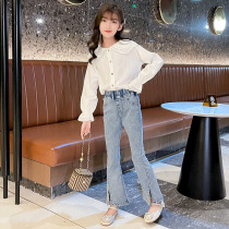 Girl jeans spring and autumn soft childhood trousers for autumn casual fashion pants 2022 new tide