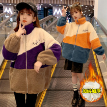 Girls Lamb Mao Fall Cover thickens 2022 new girls in the new piece of gas plus sweater childrens clothing