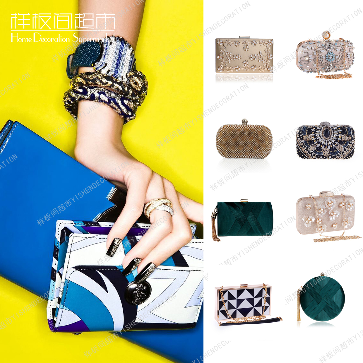 Model room custom home cloakroom wardrobe decoration soft decoration handbag female banquet bag party dinner bag