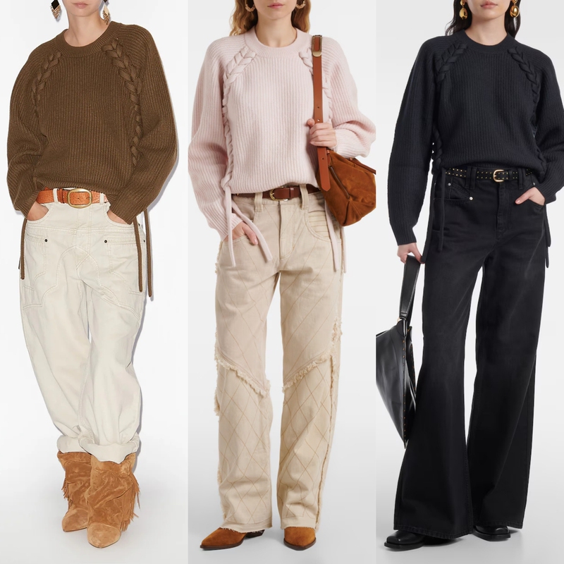 Handmade Twisted Rope Knit French-Style Isa Soft and Thick Merino Wool Crew Neck Pullover Sweater