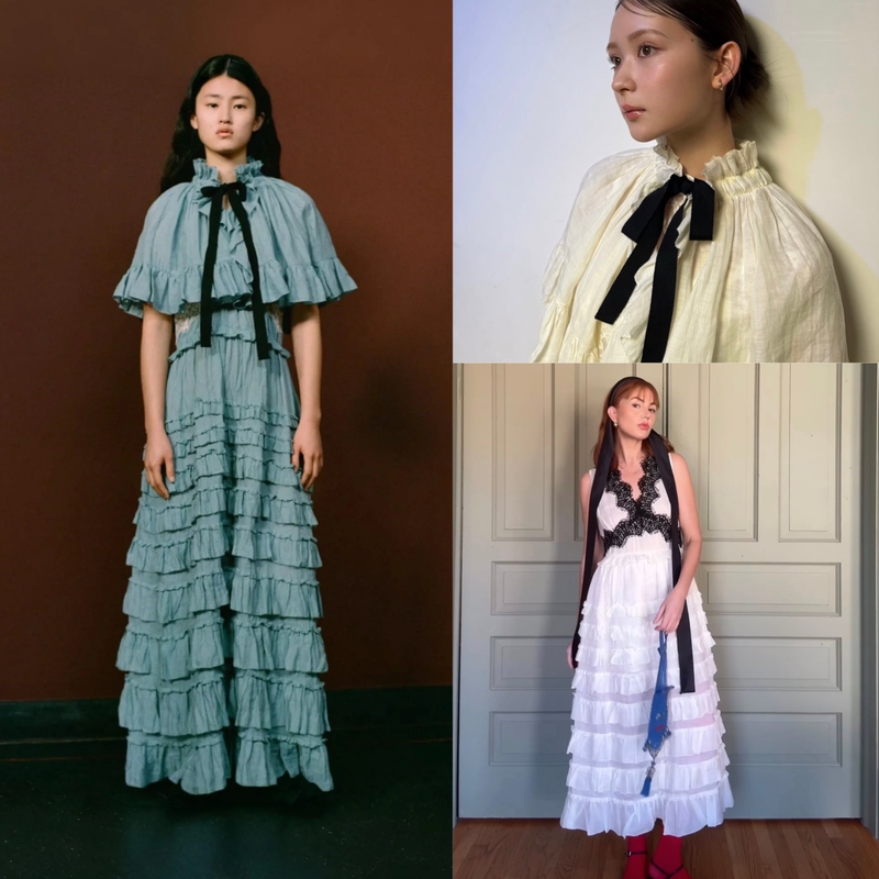 Downton Abbey Lady's Favorite Brand Se@ Ramie Lace Patchwork Cape/Layered Cake Dress