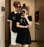 Летняя парная одежда для влюбленных, платье, брендовая юбка, изысканный стиль, короткий рукав, французский стиль, в стиле Шанель