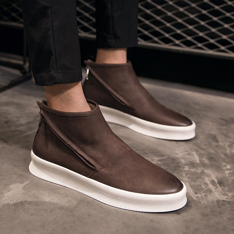 Fall and Winter Workshop Boots Men's Korean Edition of Leather Shoes Retro Enlen Martin Boots Inn La Chain High Help Shoes Men