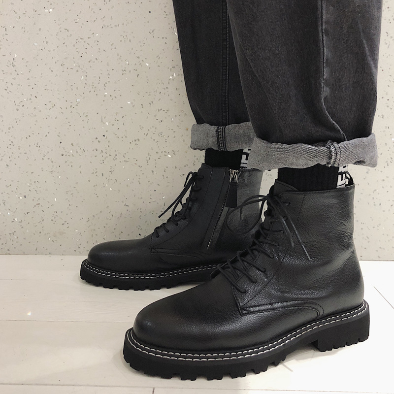 Martin boots men's British style zipper ankle boots retro net red tooling boots youth short tube tide boots men's high shoes