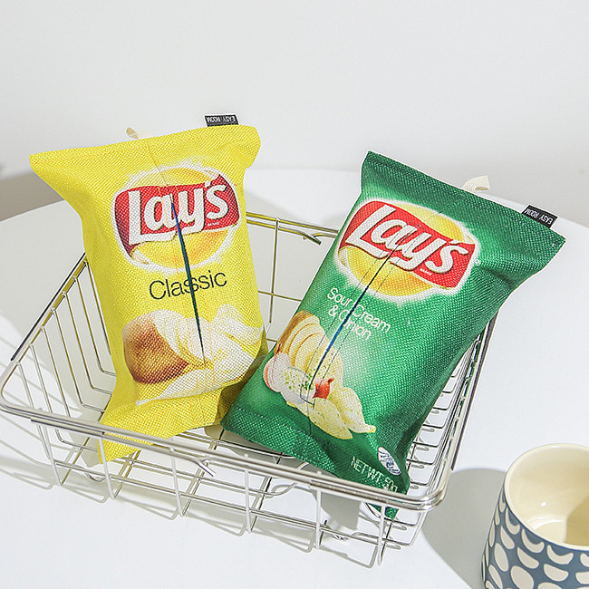 Creative potato chips car tissue box household toilet room tea table dining room car wiping handdrawing suitcase