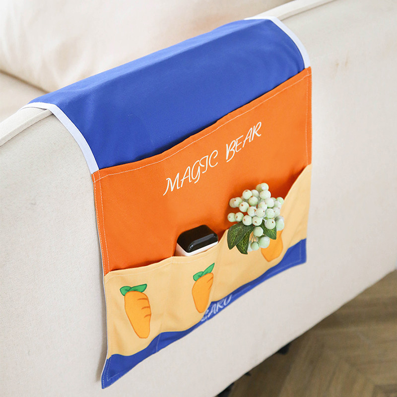 Sofa armrest bag remote control canvas storage for multi-functional debris plate bag chair side-side pocket
