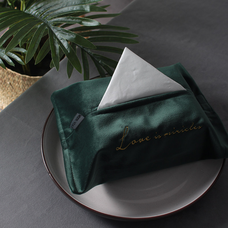 MZao promotional velvet tissue bag box storage removable toilet paper set home living room bedside table powder room Nordic velvet