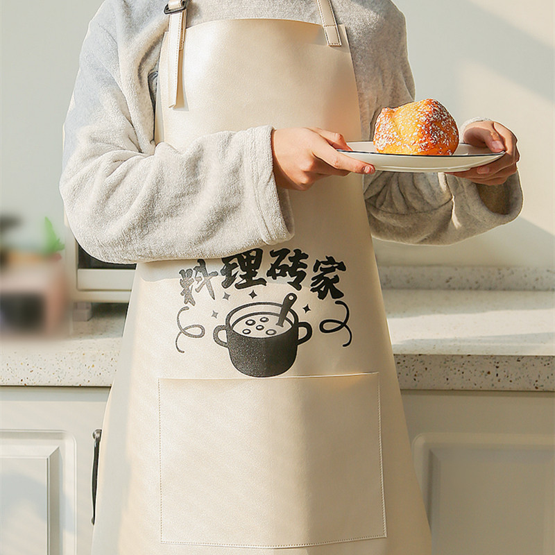 Apron housekitchen waterproof oil and oil leather washing dress male Japanese Han edition female fashion cooking around waist