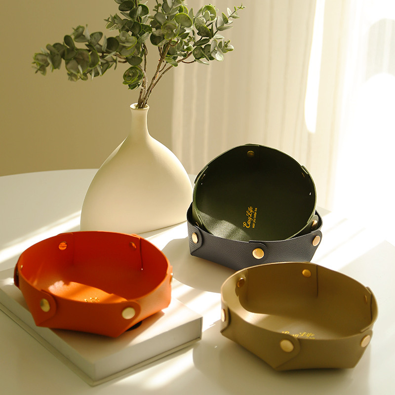 Leather collection box housedoordoor porch debris jewelry plate living room desktop creative luxury widget tray