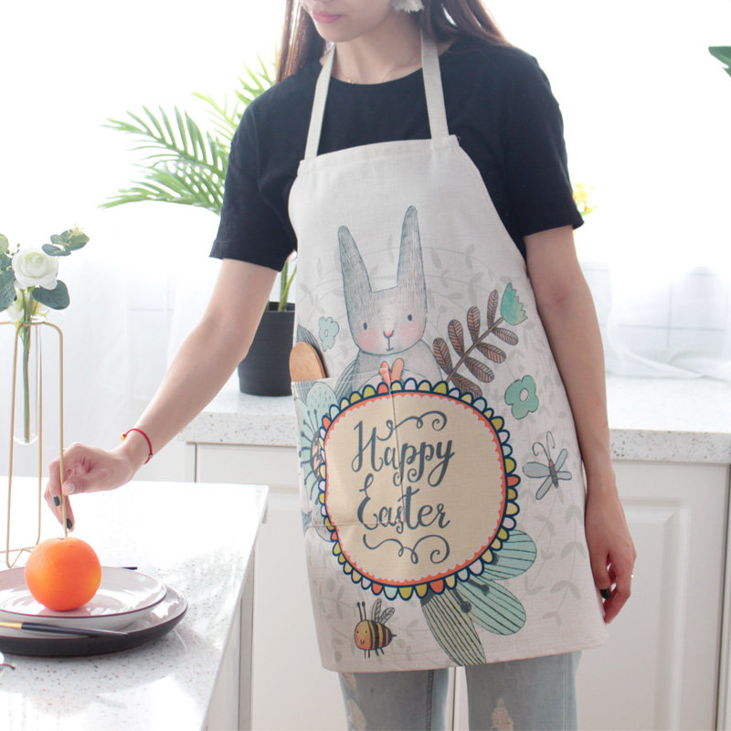 Hemp Making Cartoon Fashion Adult Pocket Mesh Red Sleeveless Cloth Art Apron Custom Kitchen Cooking Oil-Proof Anti-Fouling Hood Garment