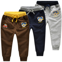 Childrens clothing baby double sports close boy trousers fashion spring and autumn new Korean bear childrens casual pants