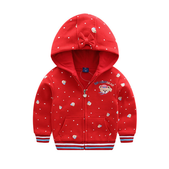 Girls' Spring and Autumn Clothing Tops Children's Clothing Fashion New Children's Casual Outerwear Baby Girl Casual Double-layer Bear Jacket