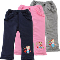 Childrens trousers winter clothes new wear cotton pants Korean version of the bear girls thick pants small childrens casual pants