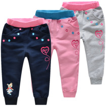 Childrens clothing girls sports pants pants Spring and Autumn New Korean bear childrens cotton trousers childrens leisure pants