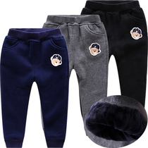 Korean bear autumn and winter clothes new boys plus velvet padded trousers children Spring warm pants children casual pants