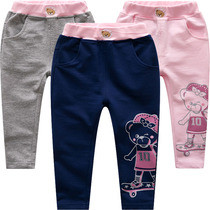 Girls casual trousers bear childrens clothing soft and comfortable Childrens pants fashion spring and autumn new girls sports pants tide