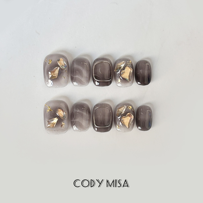 Codymisa Swirl Night Pure Handmade Wearable Nails Short Style Nail Art Patch Finished Product Removable Fake Nails Brightening
