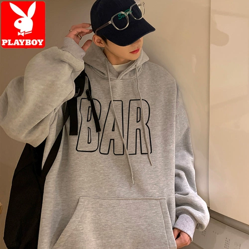 Playboy, демисезонная утепленная зимняя толстовка с капюшоном, оверсайз