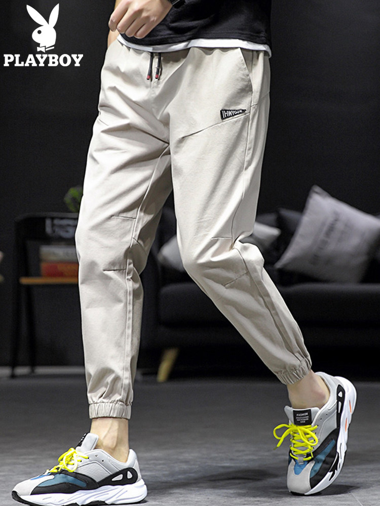 Playboy nine-point pants men's Korean version of the trend brand 2021 spring and autumn new loose-legged casual trousers
