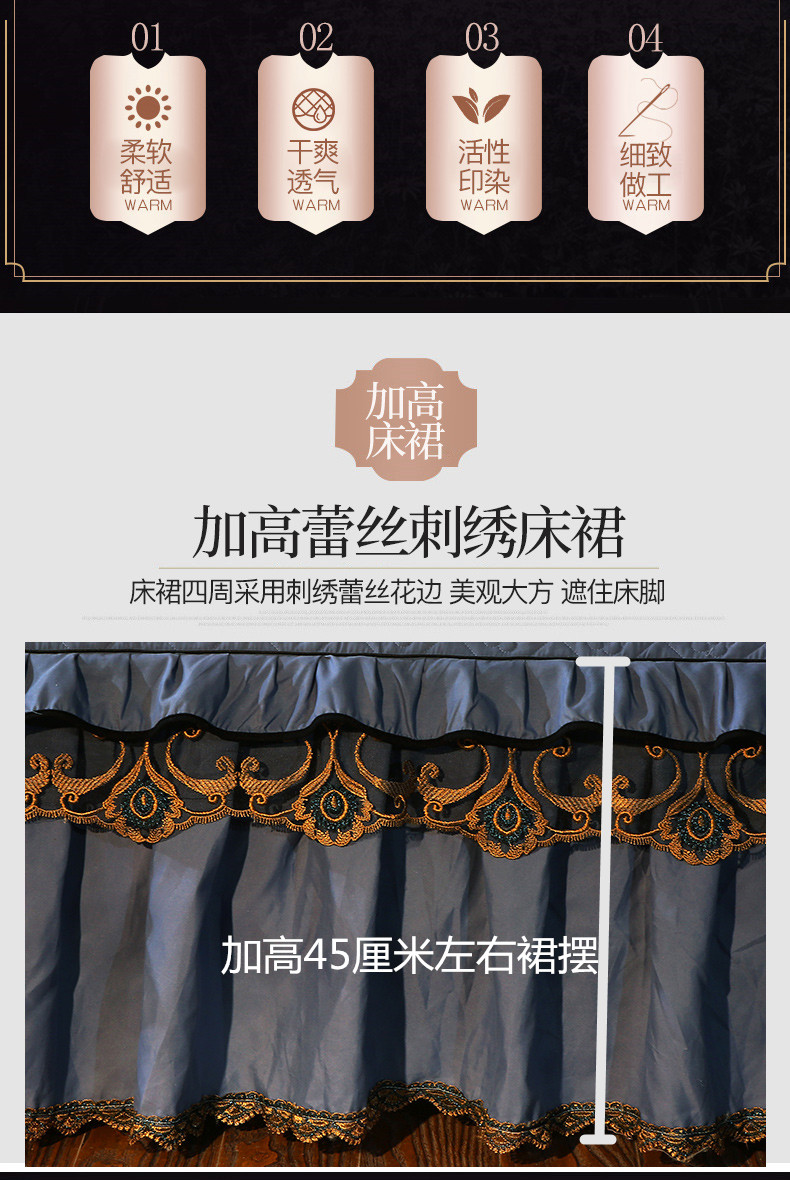 Châu Âu bông váy ngủ trong một mảnh ren dày trượt bedspread 1.5 / 1.8 / 2 m để tăng giường rắn bao gồm đúp - Váy Petti drap giường có viền