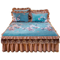 Winter cotton padded Crystal velvet warm bed skirt single piece Simmons bed cover double non-slip bed set 1 8 2 meters