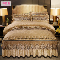 European velvet chuang qun shi four-piece quilted padded mattress cover bedspread 4 jian tao quilt cover 1 8 meters bedding