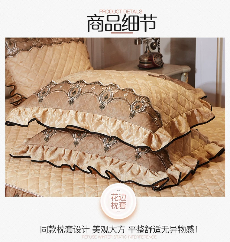 Phong cách châu Âu bông ren giường váy mảnh duy nhất nhung ấm đệm giường bao gồm duy nhất đôi mùa đông Simmons giường bao gồm 1.8m ga giường viền ren