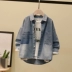 Áo sơ mi denim bé trai 2019 mùa xuân và mùa thu quần áo trẻ em mới dành cho trẻ em Áo sơ mi denim tay dài cho bé sơ mi - Áo sơ mi váy trẻ em hàn quốc Áo sơ mi