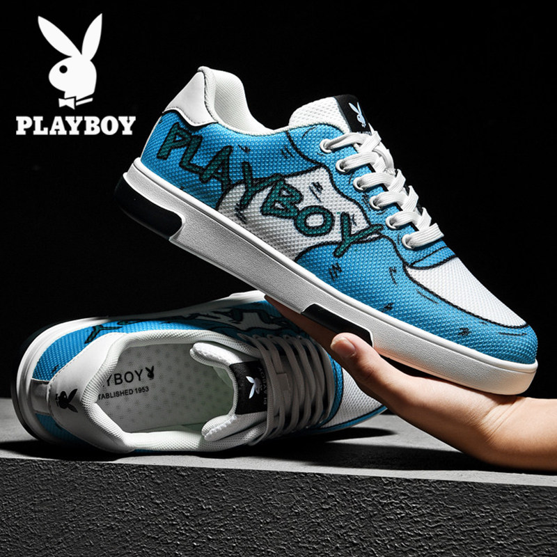 Playboy men's shoes 2023 new summer heightening trend graffiti tide shoes all-match mesh sports casual sneakers