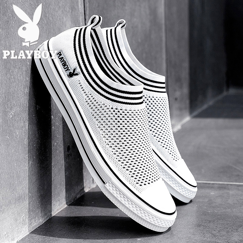 Floral Playboy men's shoes Summer Breathable Sail Fabric Shoes 2023 New foot Foot Sloth Board Shoes 100 hitch a little white shoes-Taobao
